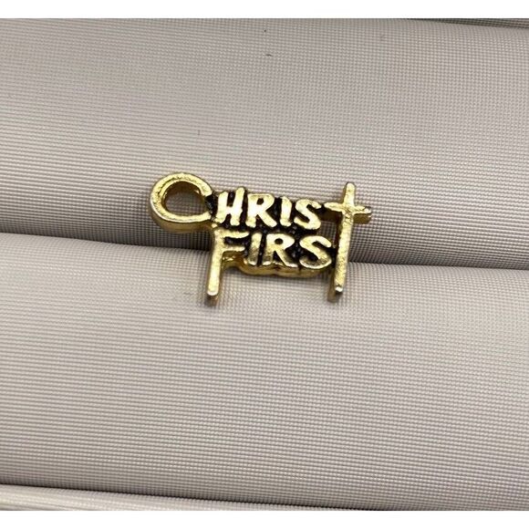 Vintage‎ Ballou Reg'd Christ First Gold Tone Lapel Pin Religious Christian Cross - Picture 1 of 3